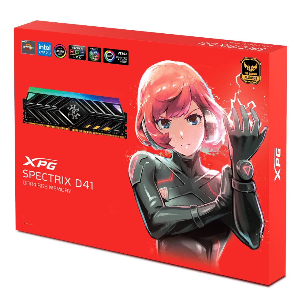 XPG Spectrix D41 RGB 16GB (2×8GB) DDR4 3200MHz CL16 Desktop Memory Kit