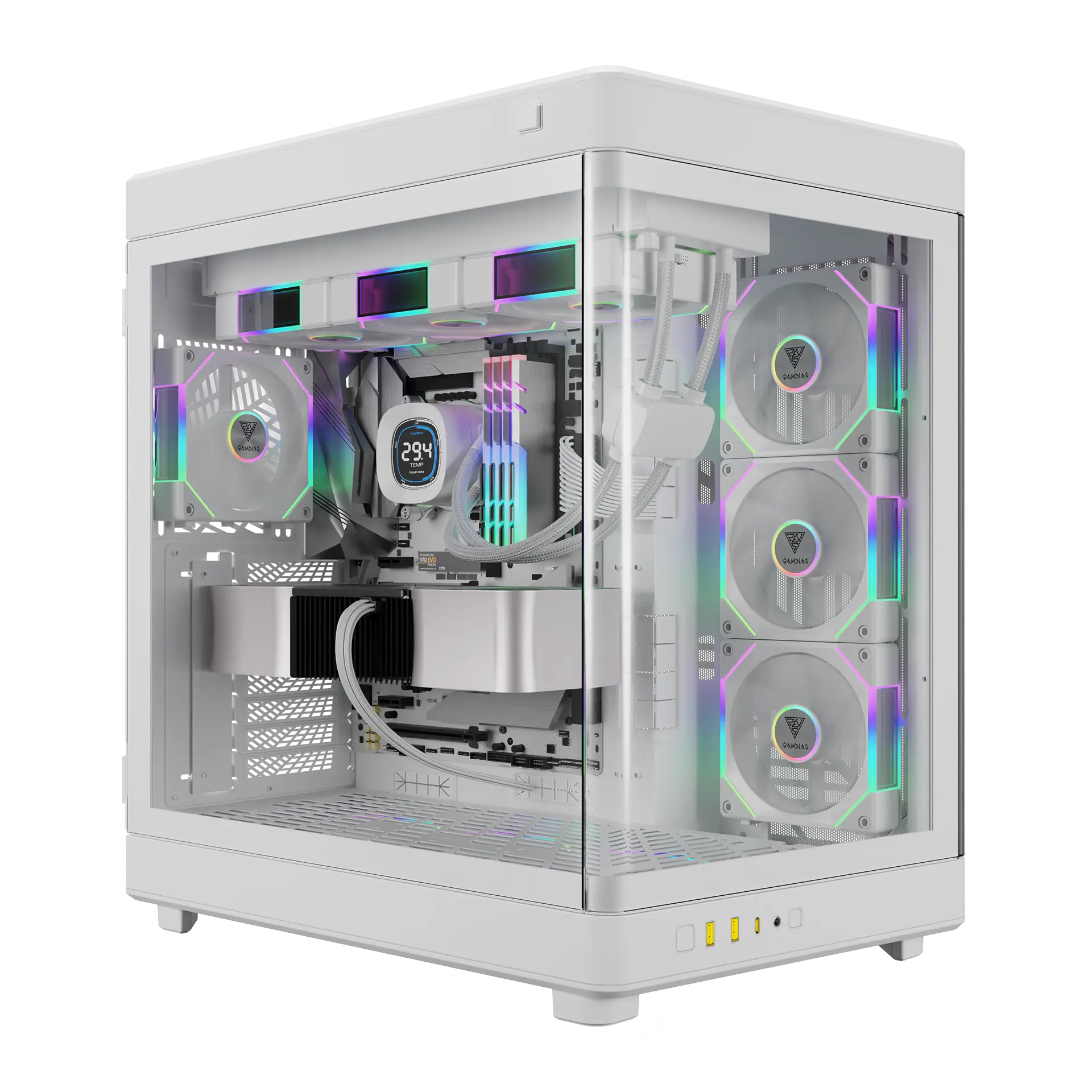 GAMDIAS NESO P1 PRO White Two Side Glass Dual Chamber